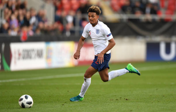 ROTHERHAM, ENGLAND - MAY 10: Dylan Crowe of England during the UEFA European Under-17 Championship match between Switzerland and England at The New...