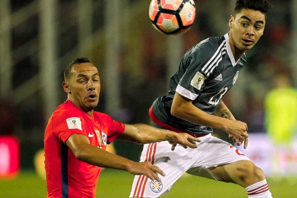 Agent says Miguel Almiron will 'certainly' play in Premier League 3 Chile's Marcelo Diaz (L) and Paraguay's Miguel Almiron vie for the ball during their 2018 World Cup qualifier football match, in Santiago, on August 31, 2017. / AFP PHOTO / Claudio Reyes