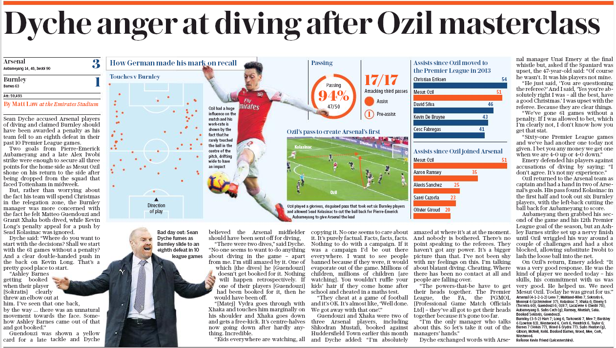 Cheats! Sean Dyche and media show their hypocrisy after Arsenal win 3 182318 sunday telegraph sean dyche