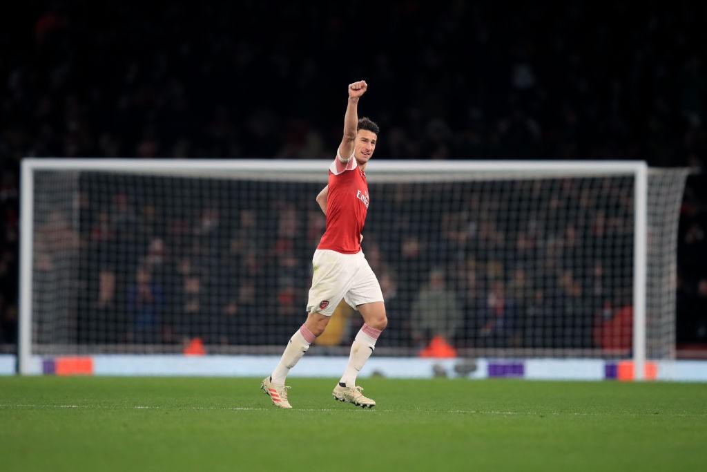 LONDON, ENGLAND - DECEMBER 13: Laurent Koscielny of Arsenal reacts as he is substituted during the UEFA Europa League Group E match between Arsenal...
