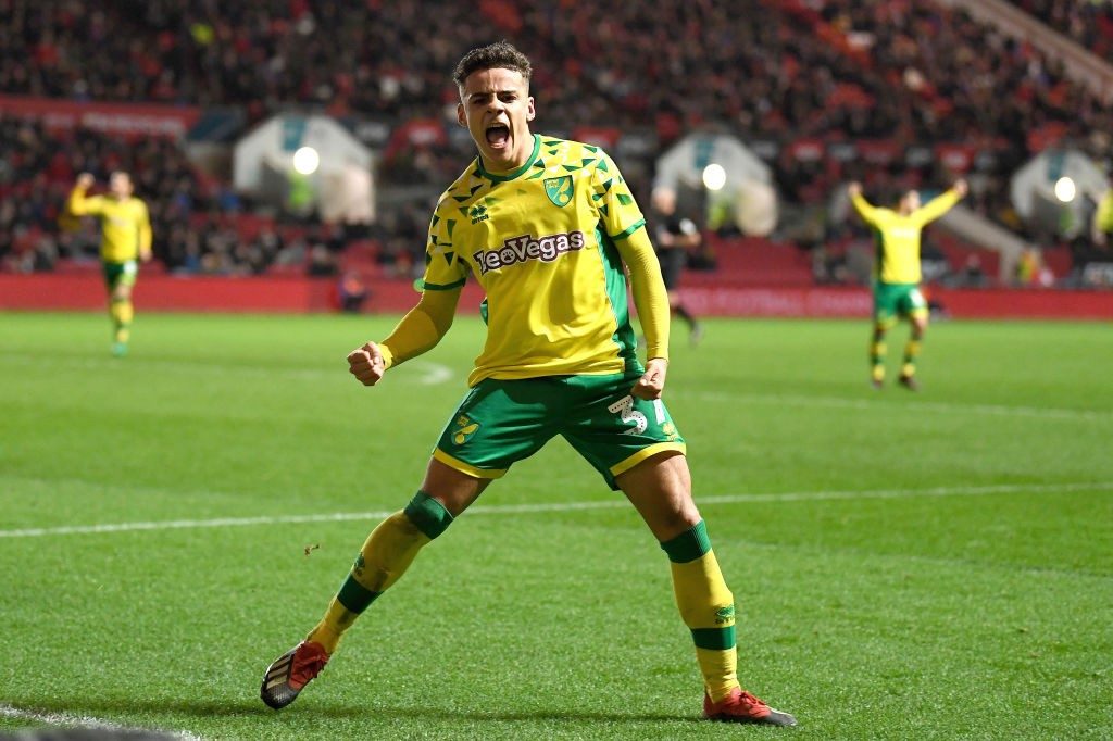 BRISTOL, ENGLAND - DECEMBER 15: Max Aarons of Norwich City celebrates scoring his sides second goal during the Sky Bet Championship match between Bristol City and Norwich City at Ashton Gate on December 15, 2018 in Bristol, England. (Photo by Alex Davidson/Getty Images)