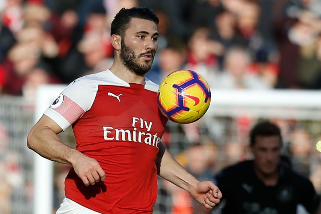 Arsenal's German-born Bosnian defender Sead Kolasinac controls the ball during the English Premier League football match between Arsenal and Burnle...