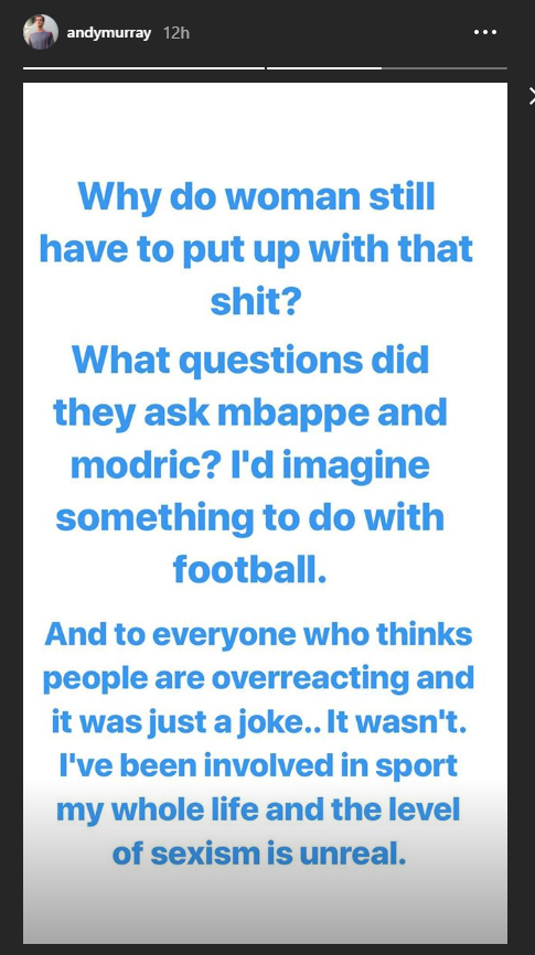 What a t**t: Arsenal players react to Ballon d’Or sexism 2 andy murray sexism instagram