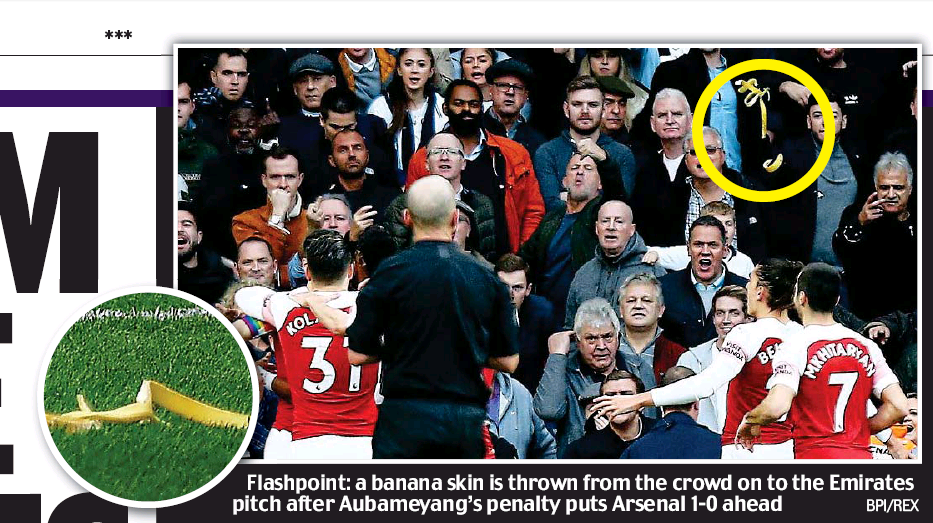 Unai Emery backs banning of Tottenham supporter 2 aubameyang banana daily mail