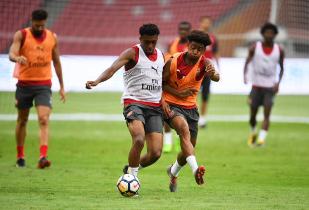 Chuba Akpom says only those who understand football understand Alex Iwobi 2 Arsenal players Alex Iwobi (L) and Chuba Akpom vie for the ball during a football training session in Beijing's National Stadium, known as the Bird's Nest, on July 21, 2017. Arsenal will play Chelsea at the Bird's Nest on July 22. / AFP PHOTO / GREG BAKER