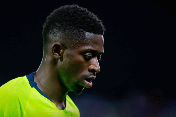 LEGANES, SPAIN - SEPTEMBER 26: Ousmane Dembele of FC Barcelona reacts during the La Liga match between CD Leganes and FC Barcelona at Estadio Munic...