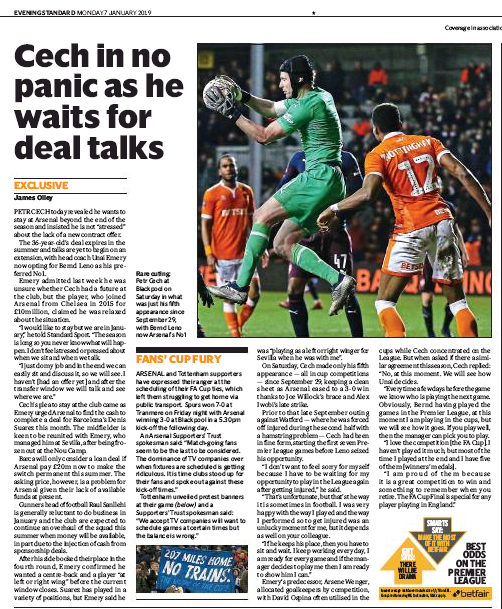 Petr Cech: I would like to stay at Arsenal this summer 3 180108 evening standard petr cech