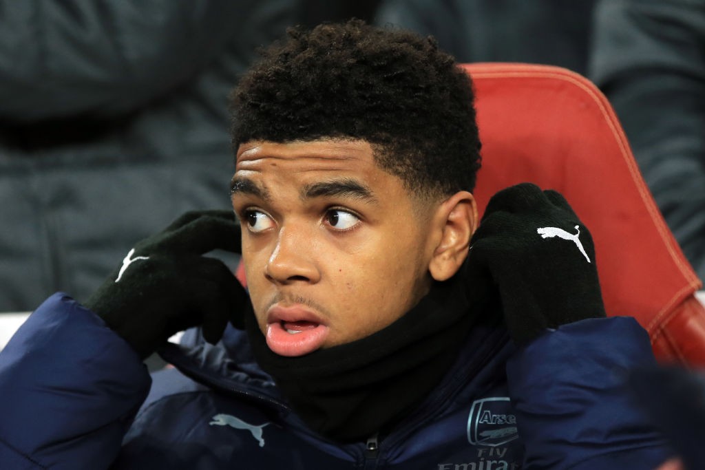 LONDON, ENGLAND - DECEMBER 13: Tyreece John-Jules of Arsenal during the UEFA Europa League Group E match between Arsenal and Qarabag FK at Emirates...