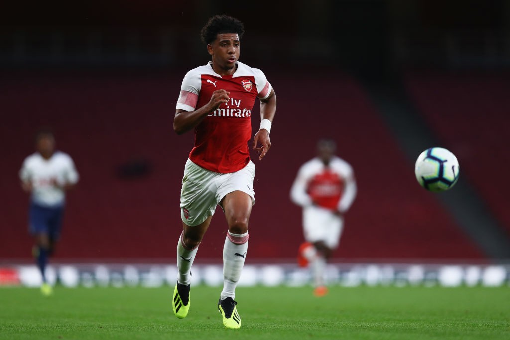 LONDON, ENGLAND - AUGUST 31: Xavier Amaechi of Arsenal in action during the Premier League 2 match between Arsenal and Tottenham Hotspur at Emirate...