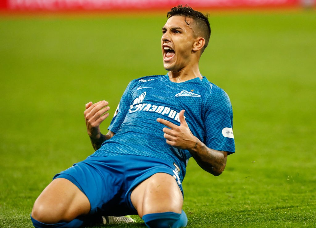 SAINT PETERSBURG, RUSSIA - AUGUST 19: Leandro Paredes of FC Zenit Saint Petersburg celebrates his goal during the Russian Premier League match betw...
