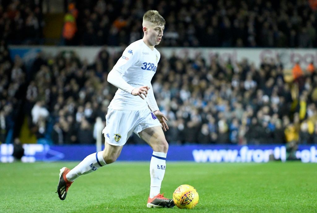 LEEDS, ENGLAND - JANUARY 11: Jack Clarke of Leeds United runs with the ball during the Sky Bet Championship match between Leeds United and Derby Co...