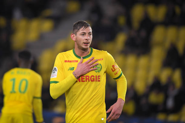 Nantes' Argentinian forward Emiliano Sala gestures during the French L1 football match Nantes vs Montpellier at the La Beaujoire stadium in Nantes, western France, on January 8, 2019. (Photo by LOIC VENANCE / AFP)