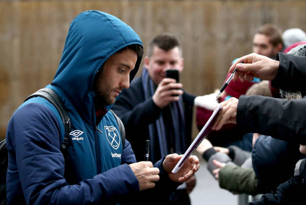 BURNLEY, ENGLAND - DECEMBER 30: Lucas Perez of West Ham United arrives at the stadium prior to the Premier League match between Burnley FC and West...