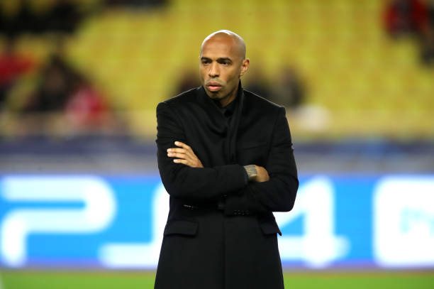 MONACO - DECEMBER 11: Thierry Henry, Manager of Monaco looks on prior to the UEFA Champions League Group A match between AS Monaco and Borussia Dortmund at Stade Louis II on December 11, 2018 in Monaco, Monaco. (Photo by Alexander Hassenstein/Bongarts/Getty Images)