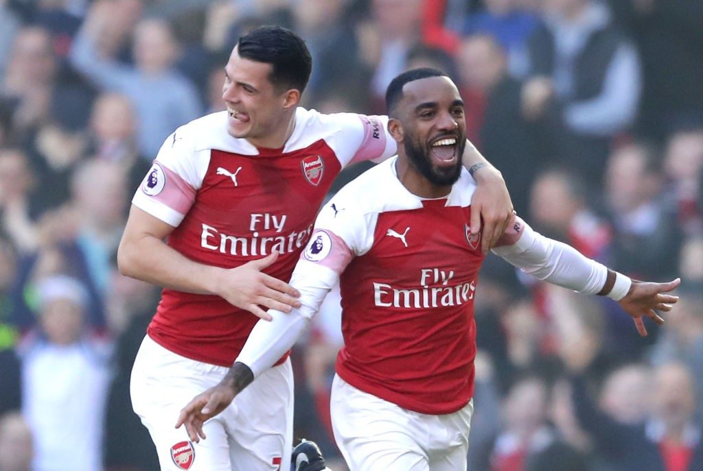 Player ratings vs Southampton: Arsenal return to the top four after comfortable win 13 LONDON, ENGLAND - FEBRUARY 24: Alexandre Lacazette of Arsenal celebrates after scoring his team's first goal during the Premier League match between Arsenal FC and Southampton FC at Emirates Stadium on February 23, 2019 in London, United Kingdom. (Photo by Richard Heathcote/Getty Images)