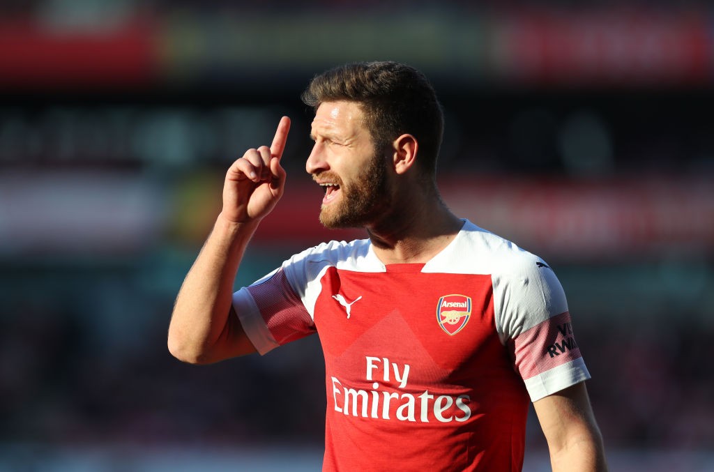 LONDON, ENGLAND - FEBRUARY 24: Shkodran Mustafi of Arsenal during the Premier League match between Arsenal FC and Southampton FC at Emirates Stadiu...