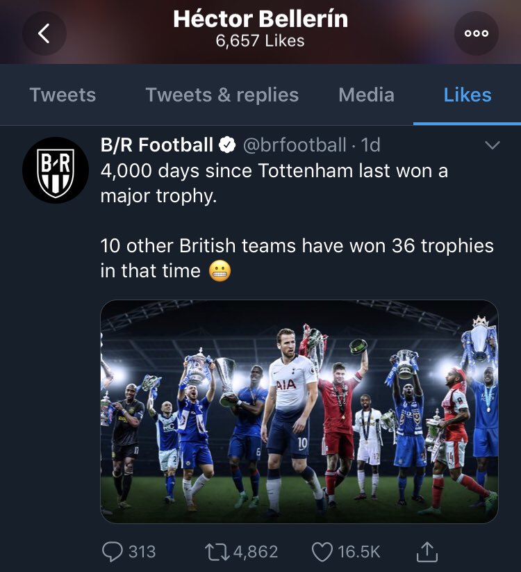 Hector Bellerin pokes fun at Tottenham Hotspur with cheeky social media likes 4 Bellerin 2