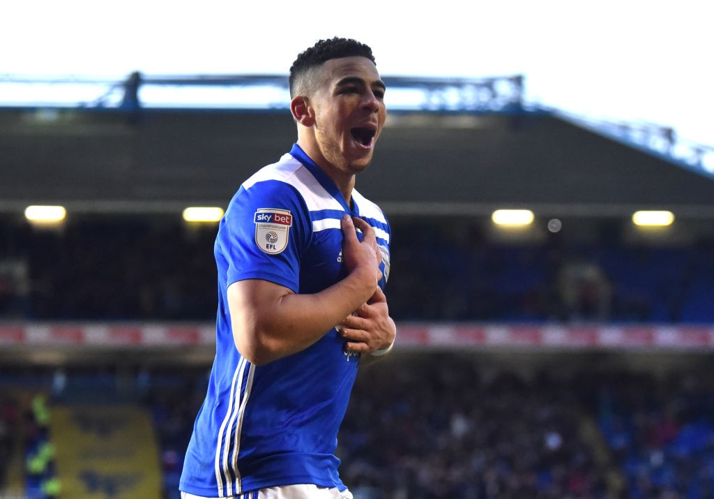 BIRMINGHAM, ENGLAND - FEBRUARY 02: Che Adams of Birmingham City celebrates after he scores a penalty during the Sky Bet Championship between Birmin...