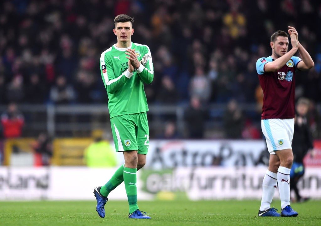 BURNLEY, ENGLAND - JANUARY 05: Nick Pope of Burnley acknowledges the fans after the FA Cup Third Round match between Burnley and Barnsley at Turf Moor on January 5, 2019 in Burnley, United Kingdom. (Photo by Nathan Stirk/Getty Images)