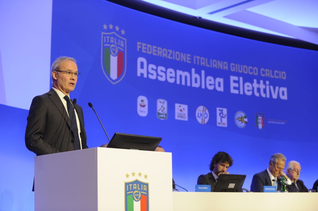 ROME, ITALY - OCTOBER 22: UEFA Manager Giorgio Marchetti attends the FIGC the Italian Football Federation (FIGC) elective assembly on October 22, 2...