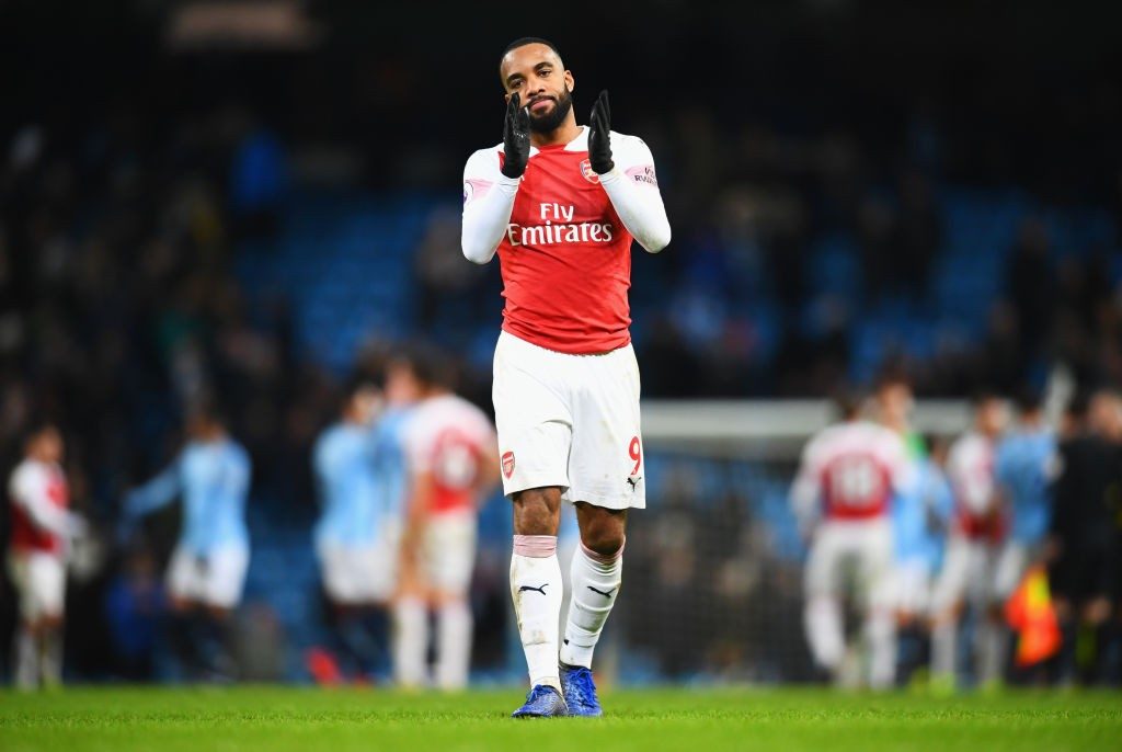 Player ratings vs Manchester City: Arsenal suffer predictable 3-1 defeat at the Etihad 4 MANCHESTER, ENGLAND - FEBRUARY 03: Alexandre Lacazette of Arsenal acknowledges the travelling fans after the Premier League match between Manchester City and Arsenal FC at Etihad Stadium on February 3, 2019 in Manchester, United Kingdom. (Photo by Clive Mason/Getty Images)
