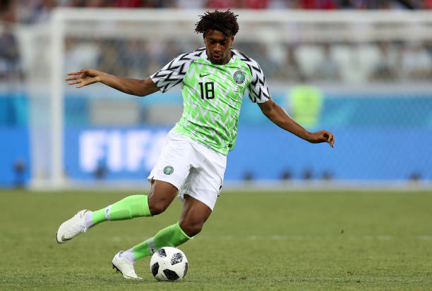 VOLGOGRAD, RUSSIA - JUNE 22: Alex Iwobi of Nigeria during the 2018 FIFA World Cup Russia group D match between Nigeria and Iceland at Volgograd Are...