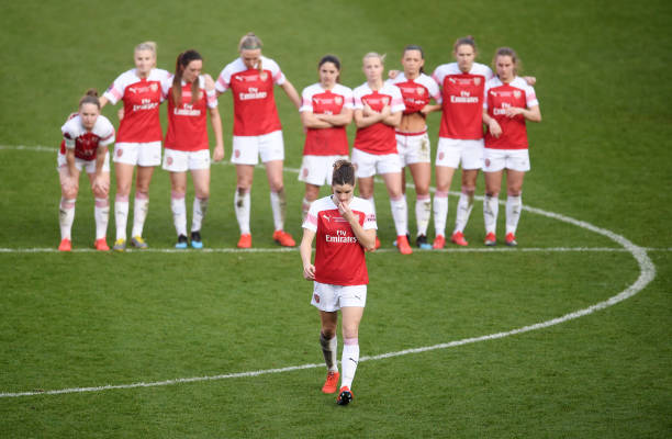 Arsenal v Manchester City: 2 UK papers disgrace themselves with Conti Cup final coverage 2 SHEFFIELD, ENGLAND - FEBRUARY 23: Dominque Bloodworth of Arsenal walks to take a penalty during a penalty shootout during the FA Women's Continental League Cup Final between Arsenal and Manchester City Women at Bramall Lane on February 23, 2019 in Sheffield, England. (Photo by Laurence Griffiths/Getty Images)