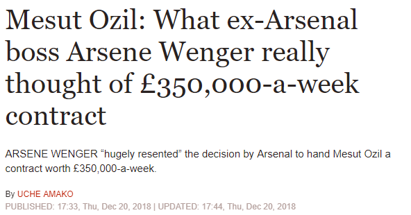 daily express arsene wenger ozil wages
