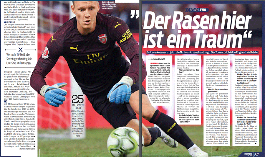 "That's on an extreme level" Bernd Leno on the differences between Arsenal and Bayer Leverkusen 2 sport bild bernd leno interview