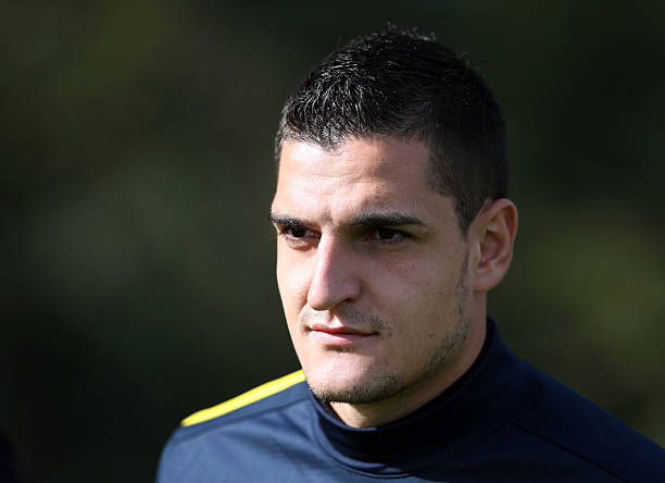 ST ALBANS, ENGLAND - SEPTEMBER 17: Vito Mannone of Arsenal during a training session at London Colney on September 17, 2012 in St Albans, England. ...
