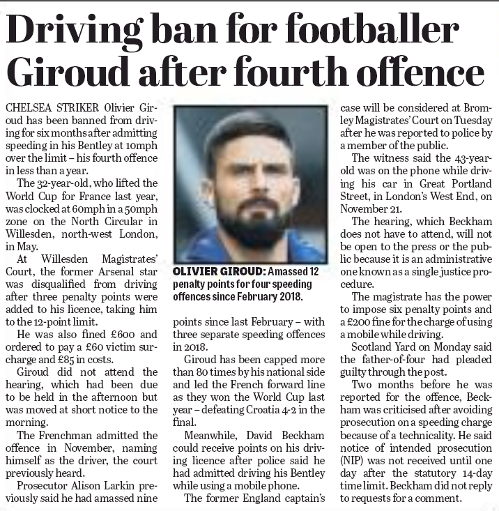 190320 yorkshire post giroud driving ban