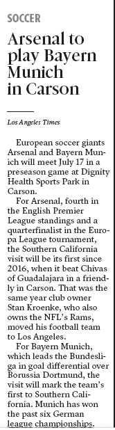 1st date announced for Arsenal's pre-season games in America 3 190323 frenso bee arsenal bayern munich pre season friendly