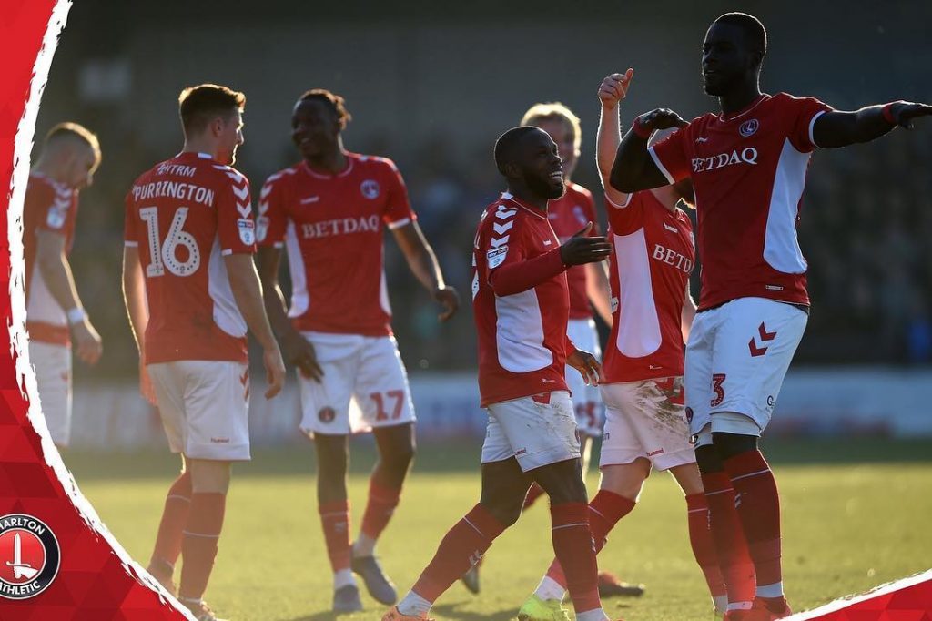 Naby Sarr on his friendship with Alexandre Lacazette and using his celebration 2 Naby Sarr celebrating his goal for Charlton Lacazette-style (Photo via Instagram / Naby23Sarr)