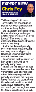 chris foy spurs v arsenal