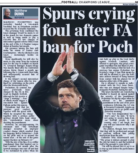 daily express stunned pochettino ban