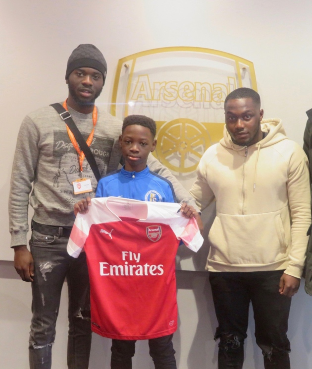 Davon Gbajumo with Levels FC coaches (Photo by Terry Bobie Agyekum)