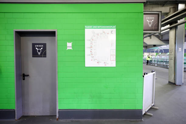 WOLFSBURG, GERMANY - MARCH 20: A general view of unisex toilets in the stadium prior to the International Friendly match between Germany and Serbia at Volkswagen Arena on March 20, 2019 in Wolfsburg, Germany. (Photo by Alex Grimm/Getty Images)