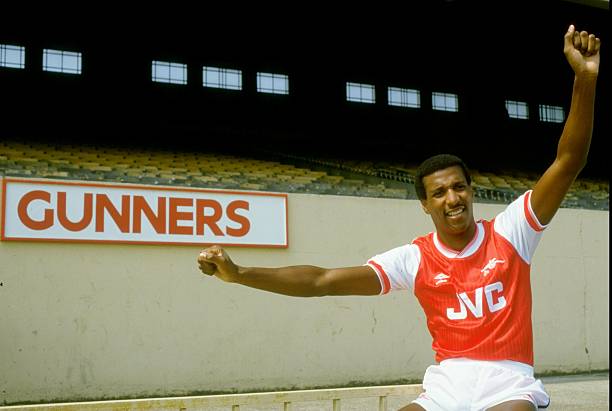 10 Jul 1984:  A portrait of Viv Anderson of Arsenal during a photo-call held at Highbury in London, England.  Credit: Allsport UK /Allsport