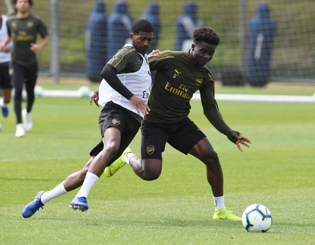 ST ALBANS, ENGLAND - APRIL 23: of Arsenal during a training session at London Colney on April 23, 2019 in St Albans, England. (Photo by Stuart MacF...