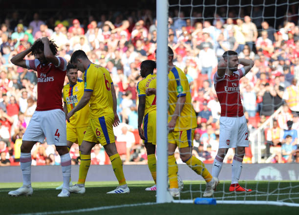Galatasaray offer Mohamed Elneny £25kpw to join 3 LONDON, ENGLAND - APRIL 21: Shkodran Mustafi (20) and Mohamed Elneny of Arsenal (4) react during the Premier League match between Arsenal FC and Crystal Palace at Emirates Stadium on April 21, 2019 in London, United Kingdom. (Photo by Warren Little/Getty Images)
