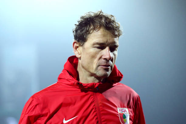 KIEL, GERMANY - FEBRUARY 06: Assistant Manager of FC Augsburg, Jens Lehman during the DFB Cup match between Holsein Kiel and FC Augsburg at Holstei...