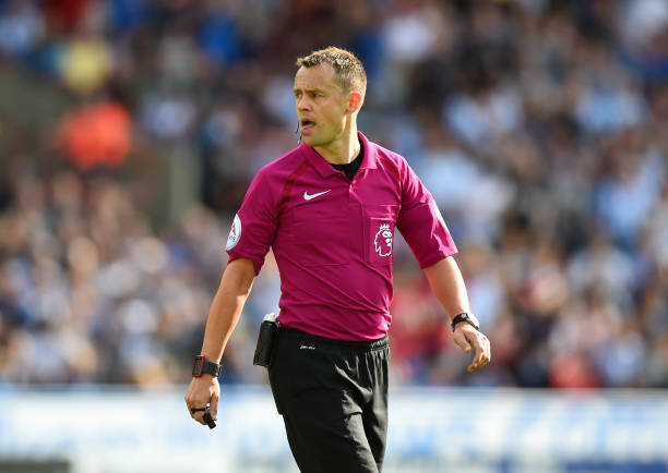 Referee who allowed Bernd Leno to be kicked in the face in charge of Wolves game 2 HUDDERSFIELD, ENGLAND - AUGUST 26: Referee Stuart Atwell during the Premier League match between Huddersfield Town and Southampton at John Smith's Stadium on August 26, 2017 in Huddersfield, England. (Photo by Tony Marshall/Getty Images)