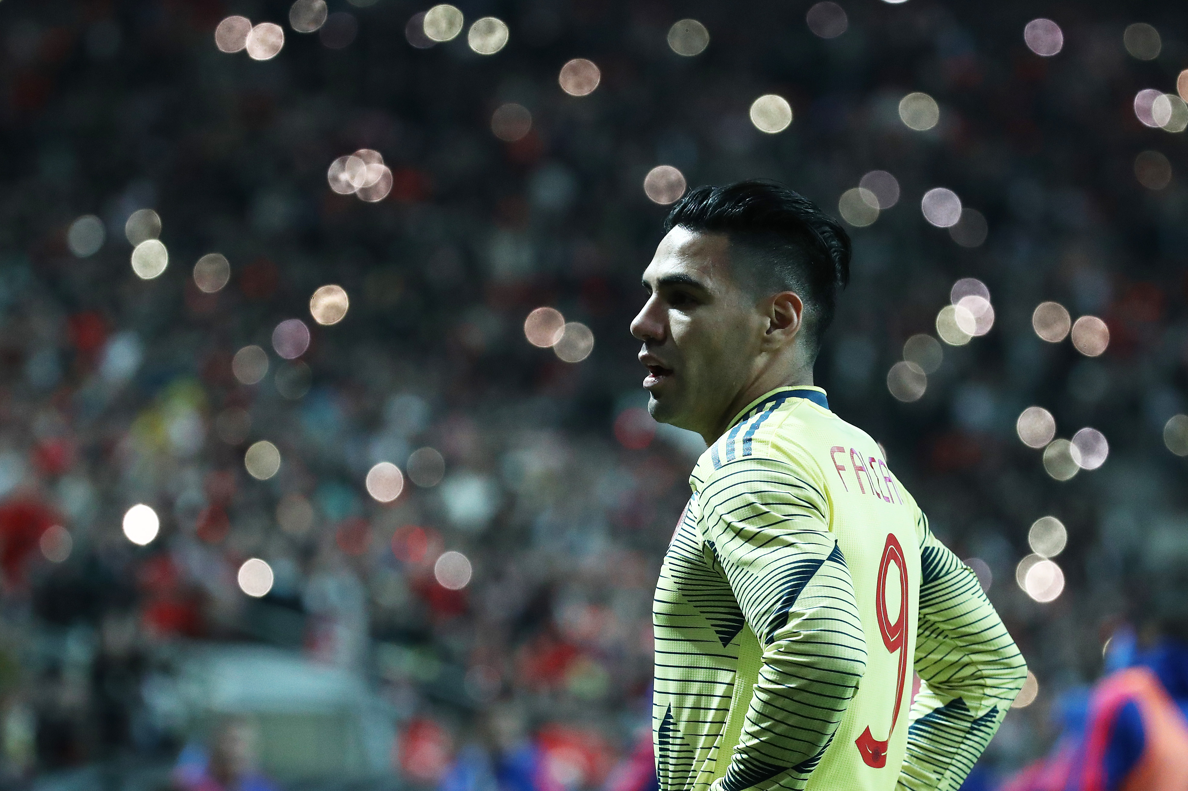 Radamel Falcao of Colombia reacts after his goal is ruled out for offside during the International Friendly match between South Korea v Colombia at...