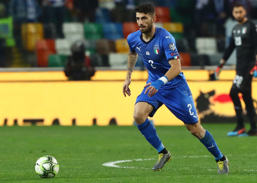 UDINE, ITALY - MARCH 23: Cristiano Piccini of Italy in action during the 2020 UEFA European Championships group J qualifying match between Italy an...