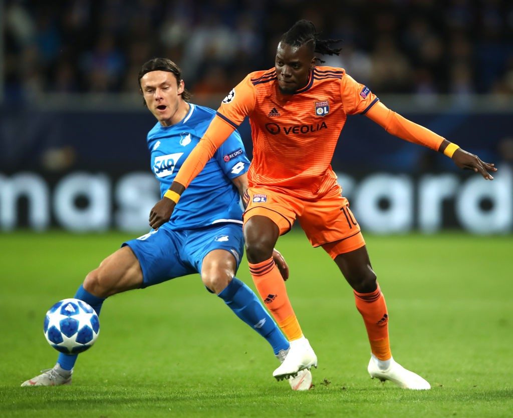 Report: Arsenal among 5 clubs to contact Bertrand Traore's entourage 2 SINSHEIM, GERMANY - OCTOBER 23: Bertrand Traore of Olympique Lyonnais is challenged by Nico Schulz of 1899 Hoffenheim during the Group F match of the UEFA Champions League between TSG 1899 Hoffenheim and Olympique Lyonnais at Wirsol Rhein-Neckar-Arena on October 23, 2018 in Sinsheim, Germany. (Photo by Alex Grimm/Bongarts/Getty Images)