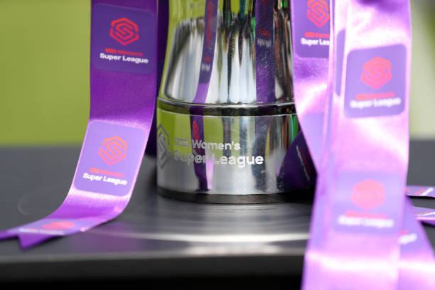 BOREHAMWOOD, ENGLAND - MAY 11: The FA WSL Trophy is seen ahead of the WSL match between Arsenal Women and Manchester City Women at Meadow Park on M...