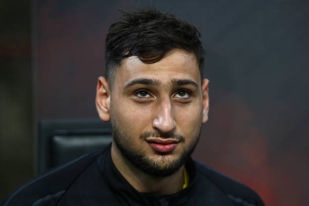 MILAN, ITALY - APRIL 24: Gianluigi Donnarumma of AC Milan looks on before the TIM Cup match between AC Milan and SS Lazio at Stadio Giuseppe Meazza...