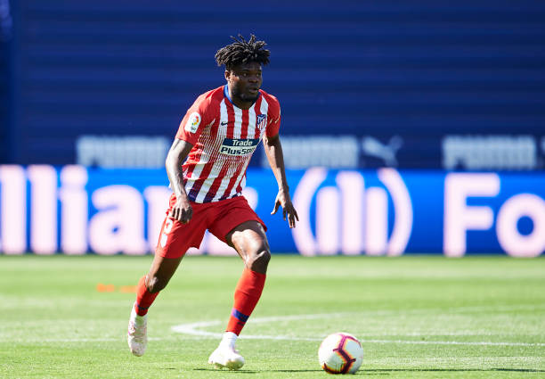 EIBAR, SPAIN - APRIL 20: Thomas Teye Partey of Atletico Madrid in action during the La Liga match between SD Eibar and Club Atletico de Madrid at I...
