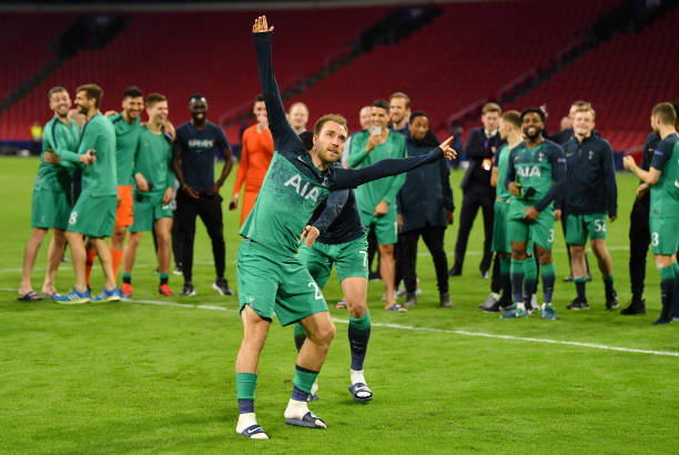 12 things we’ve learned from Unai Emery's first season at Arsenal 6 AMSTERDAM, NETHERLANDS - MAY 08: Christian Eriksen of Tottenham Hotspur celebrates victory after the UEFA Champions League Semi Final second leg match between Ajax and Tottenham Hotspur at the Johan Cruyff Arena on May 08, 2019 in Amsterdam, Netherlands. (Photo by Dan Mullan/Getty Images )