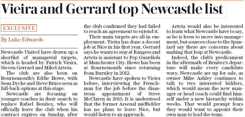 190627 daily telegraph mikel arteta